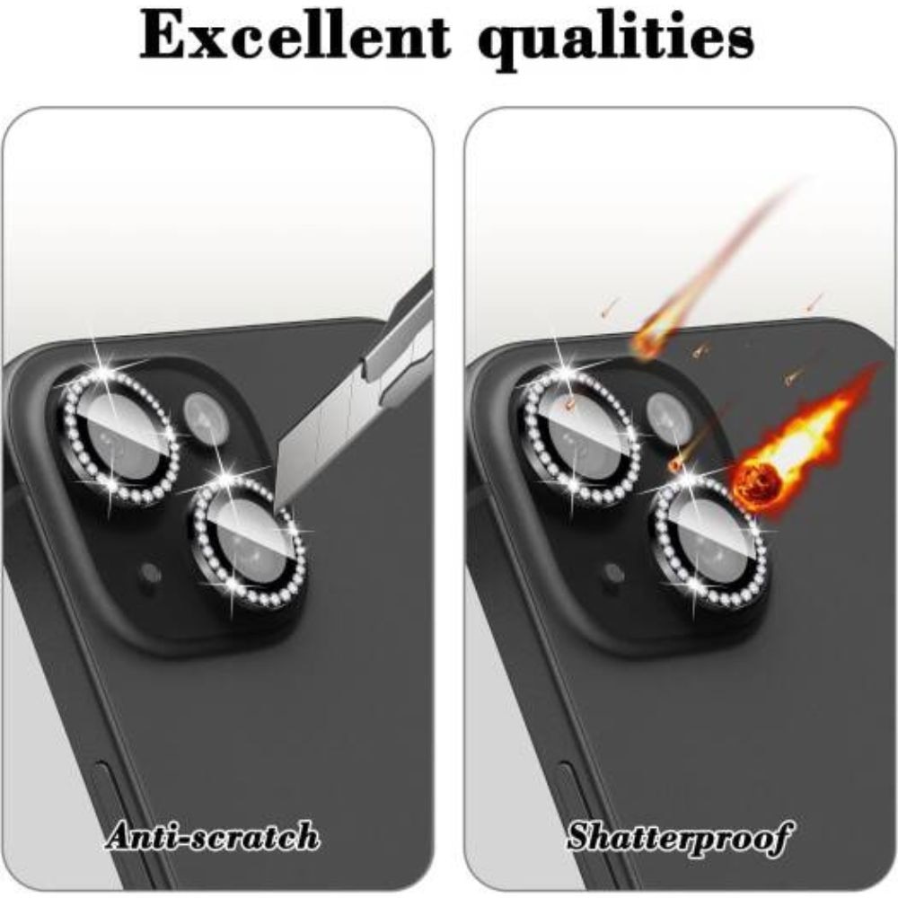 Folie Camera G-Tech din sticla compatibil cu Apple iPhone 14 Pro / 14 Pro Max, Full Cover, Protectie Profesionala, Ultra Rezistenta, Calitate Premium, Negru Sclipici