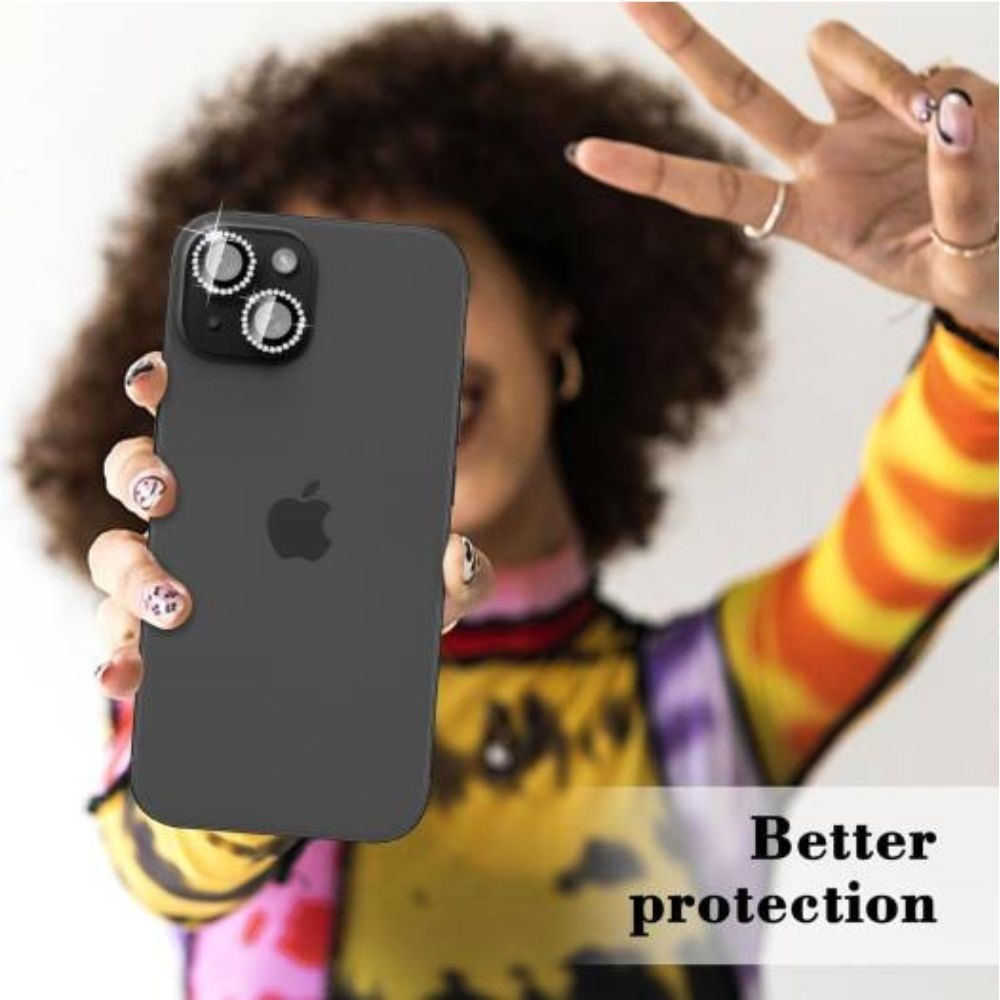 Folie Camera G-Tech din sticla compatibil cu Apple iPhone 14 Pro / 14 Pro Max, Full Cover, Protectie Profesionala, Ultra Rezistenta, Calitate Premium, Negru Sclipici