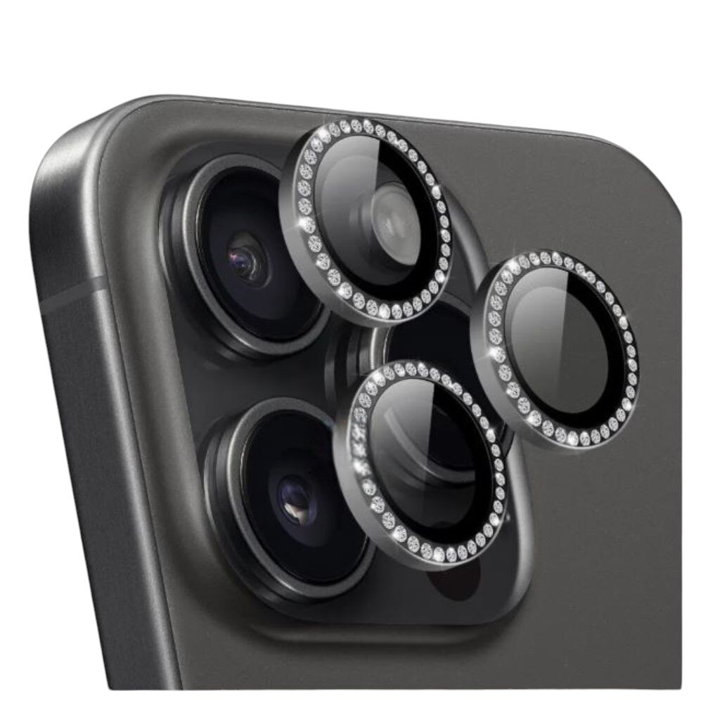 Folie Camera G-Tech din sticla compatibil cu Apple iPhone 14 Pro / 14 Pro Max, Full Cover, Protectie Profesionala, Ultra Rezistenta, Calitate Premium, Negru Sclipici