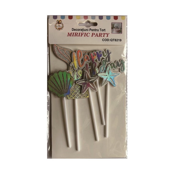 Set topper, happy birthday, sirena, multicolor