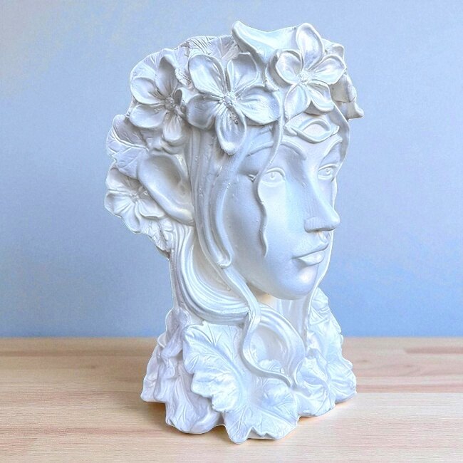 Vaza Venus Flower Lady, 33 cm, Alb Sidefat, Velve - eMAG.ro