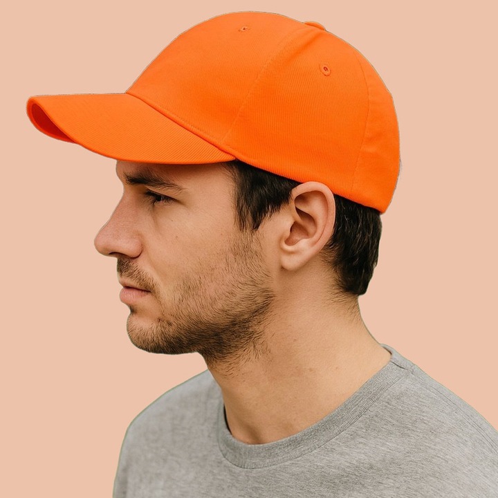 Sapca Barbat, de vara, stil casual elegant, Ajustabila prin catarama, 100% bumbac, Cri-Flo, Culoare Tangerine orange