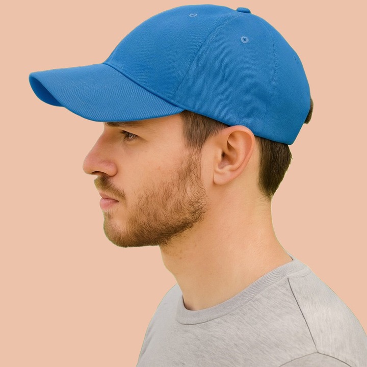 Sapca Barbat, de vara, stil casual elegant, Ajustabila prin catarama, 100% bumbac, Cri-Flo, Culoare Albastru deschis