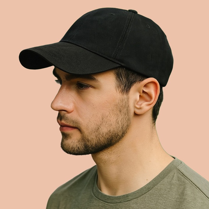 Sapca Barbat, de vara, stil casual elegant, Ajustabila prin catarama, 100% bumbac, Cri-Flo, Culoare Negru