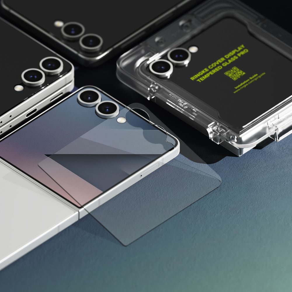 Set 2 folii protectie Ringke Cover Display Pro, Tempered Glass, Sistem Montare, compatibila cu Samsung Galaxy Z Flip 7, Transparent