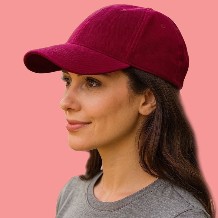 Sapca Dama, de vara, stil casual elegant, Ajustabila prin catarama, 100% bumbac, Cri-Flo, Culoare Garnet