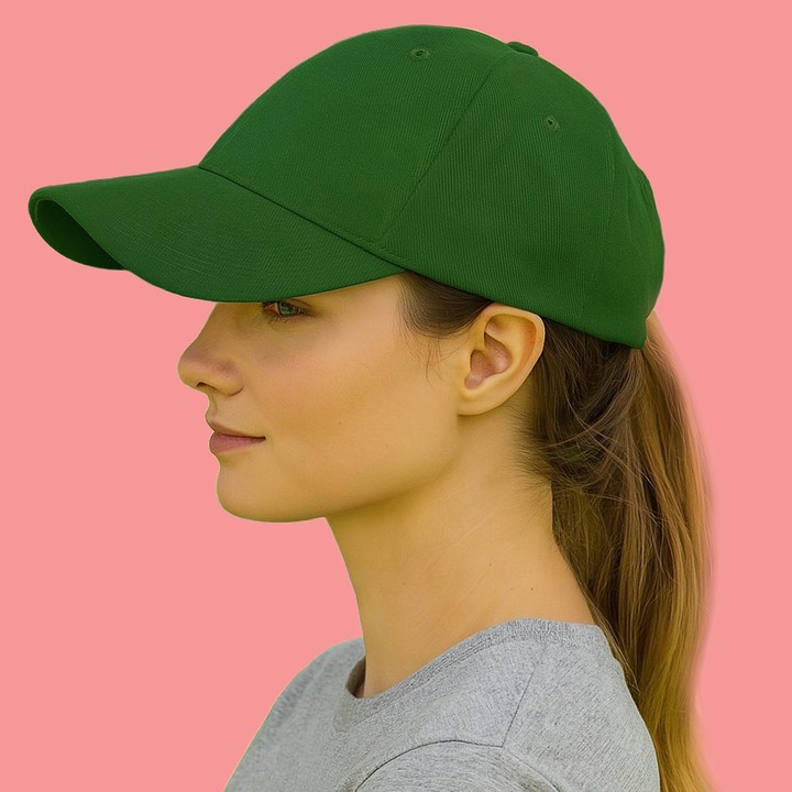 Sapca Dama, de vara, stil casual elegant, Ajustabila prin catarama, 100% bumbac, Cri-Flo, Culoare Verde sticla