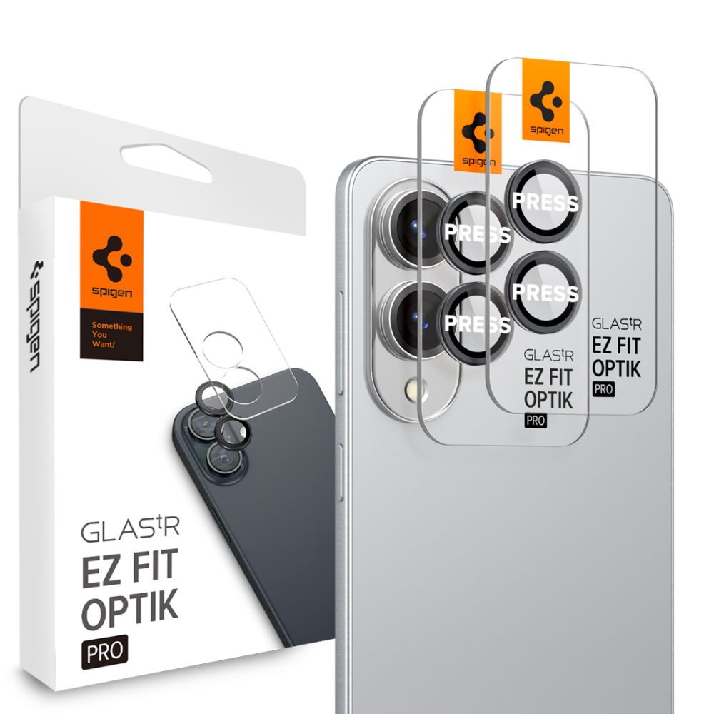 Set 2 folii pentru lentile Spigen Optik.TR compatibila cu Samsung Galaxy S25 Edge, Negru