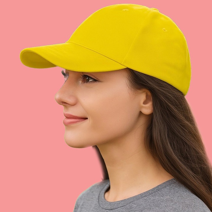 Sapca Dama, CRI-FLO, casual elegant, bumbac 100%, galben, ajustabila