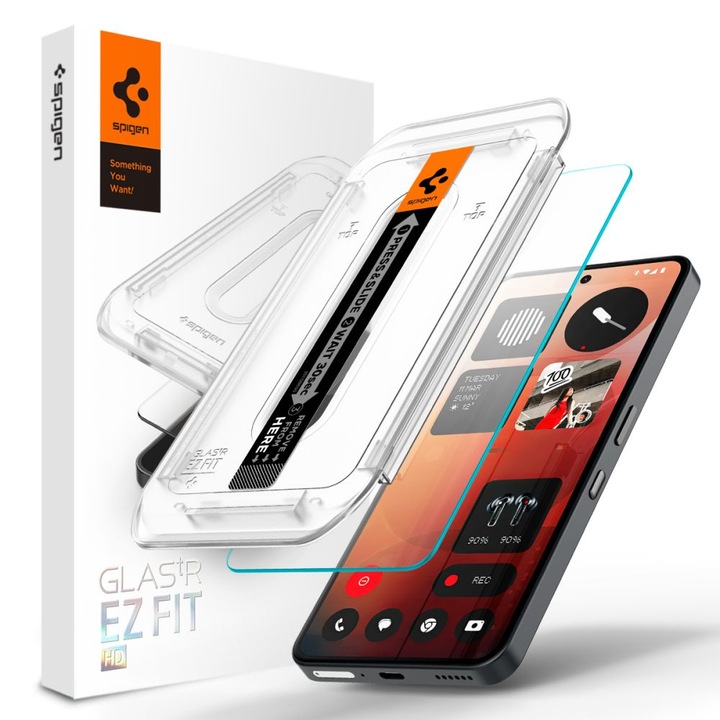 Folie sticla tempered Spigen Glass tR EZ Fit HD compatibila cu Nothing Phone 3a / 3a Pro, Clear