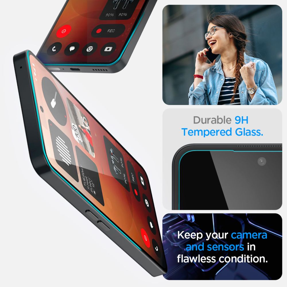 Folie sticla tempered Spigen Glass tR EZ Fit HD compatibila cu Nothing Phone 3a / 3a Pro, Clear