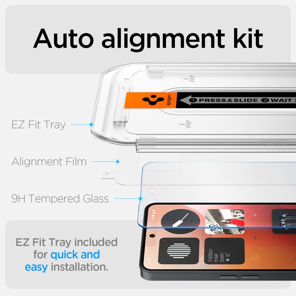 Folie sticla tempered Spigen Glass tR EZ Fit HD compatibila cu Nothing Phone 3a / 3a Pro, Clear