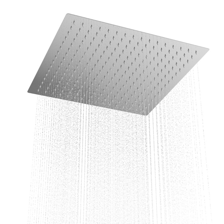 Cap de Duș Patrat Granitan, Slim, Crom, 40x40cm, Inox, Sistem Anti-Calcar