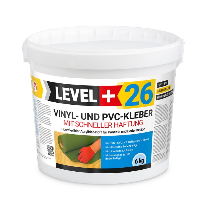 Adeziv flexibil pentru vinil, PVC, LVT, CV, LEVEL+ panouri si covoare – 6KG