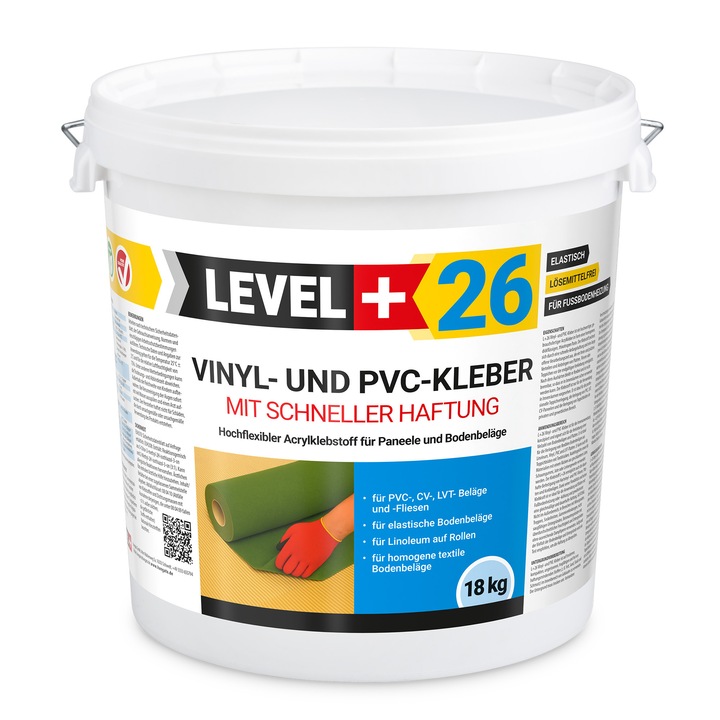 Adeziv flexibil pentru vinil, PVC, LVT, CV, LEVEL+ panouri si covoare – 18KG