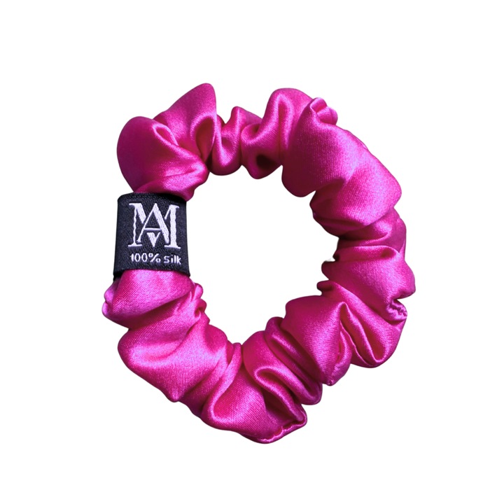 Elastic de Par din Matase Naturala 22 momme, Fucsia, M, Calitate Premium - Matasia®