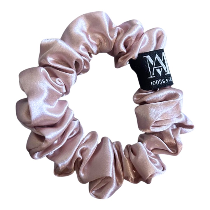 Elastic de Par din Matase Naturala 22 momme,, M, Roz Pudra, Calitate Premium - Matasia®