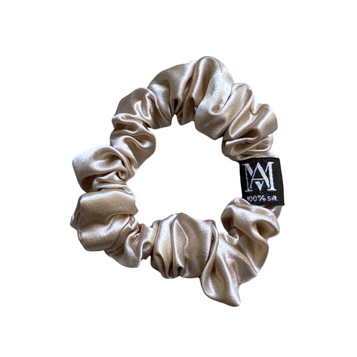 Elastic de Par din Matase Naturala 22 momme, Rose Gold, M, Calitate Premium - Matasia®