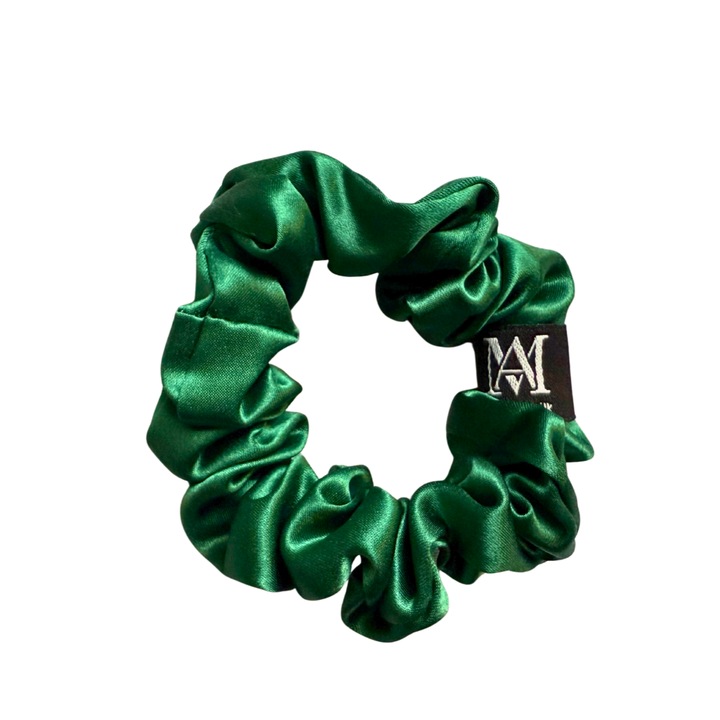 Elastic de Par din Matase Naturala 22 momme, Verde Smarald, M, Calitate Premium - Matasia®