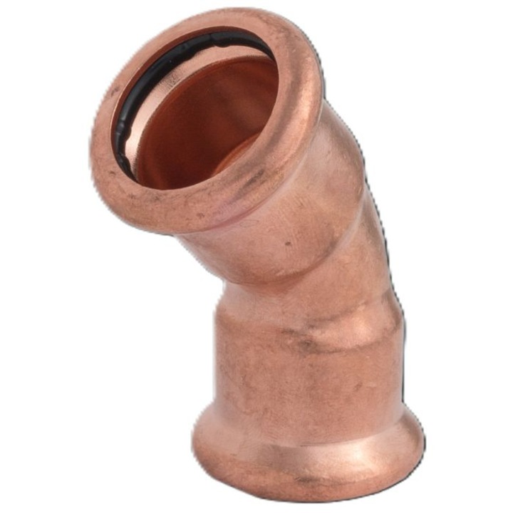 COT 45º M-F presare, profil M, 18 mm x 18 mm, cupru