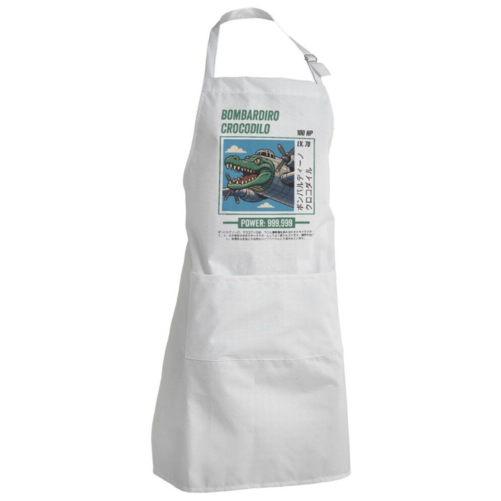 Sorturi bucatarie si gratar, sort de bucatar, alb, dimensiune mare, cu 2 buzunare, ajustabil
