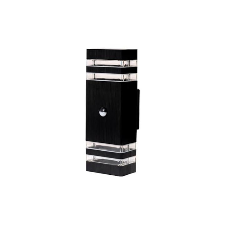 Inez 8526-LVT kültéri fali lámpa, mozgásérzékelővel, 2xGU10, fekete, IP65, Masterled