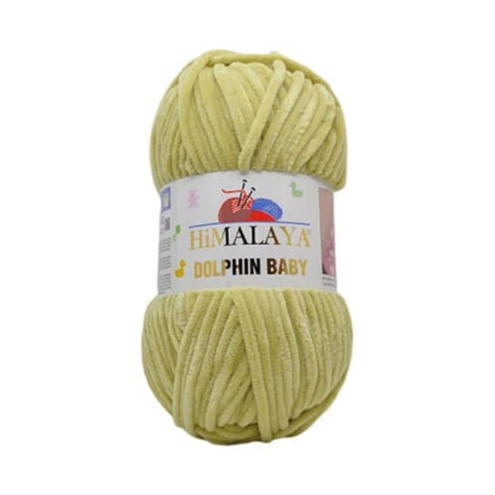 Fir de tricotat si crosetat Himalaya Dolphin Baby 80359, poliester, verde deschis, 100gr, 120m