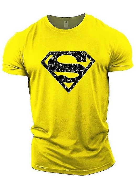 Férfi póló, sárga, 100% pamut, laza szabás, szűk illeszkedés, M INTL