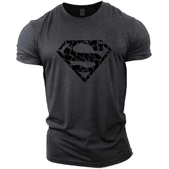 Superman férfi sportpóló, Pamut, Szürke, XL INTL