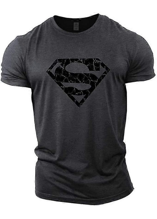 Férfi póló, szürke, pamut, laza szabású, tökéletes edzőterembe