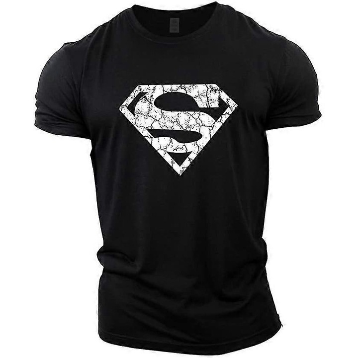 Férfi sportpóló Superman, Pamut, Fekete, M INTL