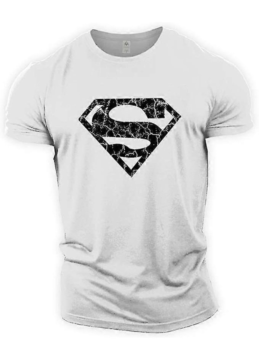 Férfi póló, pamut, laza szabás, illeszkedés, Fehér/Fekete