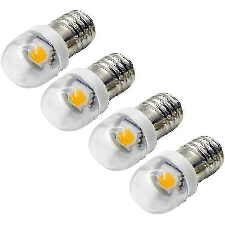 4 darabos LED izzó készlet E10, 3V, 0.2W, fehér 3000K, méretek 26x11mm