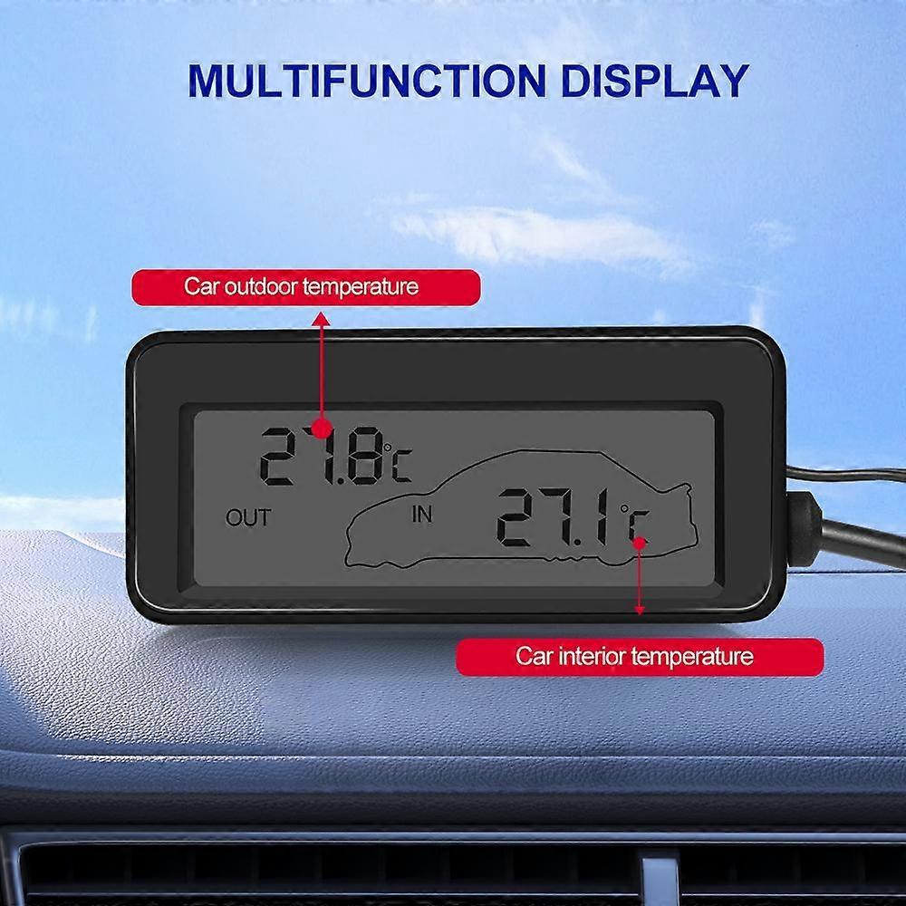 Termometru digital auto interior/exterior cu senzor, 12V, display LCD ...