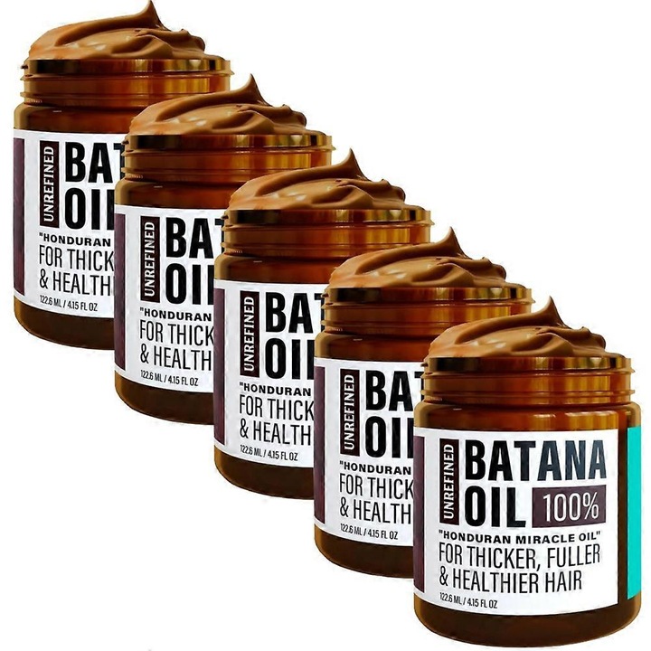 100% чисто масло от Батана, грижа за коса, подпомага растежа и блясъка на косата, комплект от 5 броя