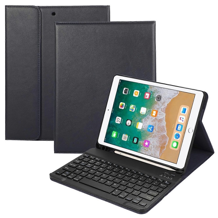 Калъф за таблет с Bluetooth клавиатура, стойка, слот за писалка, многоцветен, за iPad Air (2013)/Air 2/9.7-инчов (2017)/(2018)