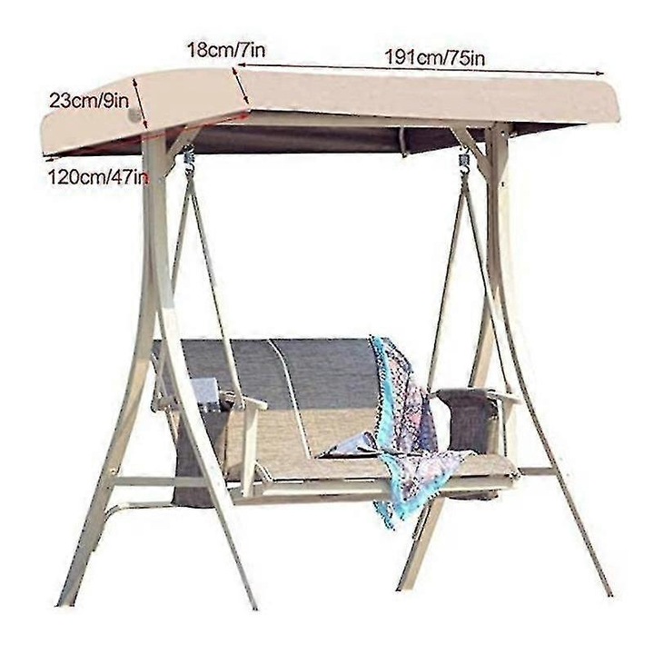 Acoperis de inlocuire pentru leagan de gradina, 2-3 locuri, 191x120cm, impermeabil, rezistent la UV, multicolor