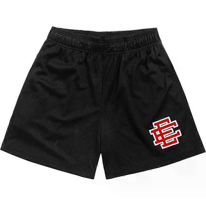 Pantaloni sport scurti barbati, casual, negru, poliester