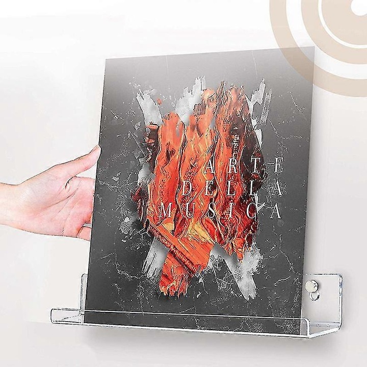 Set rafturi pentru montat albume vinyl, transparent, 6 bucati, 38.1x4.4x5.1cm