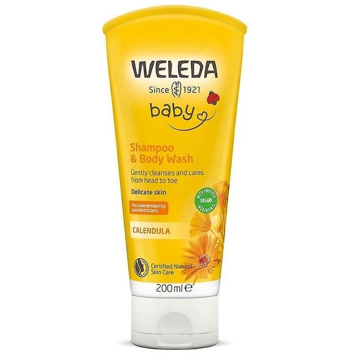 Weleda Calendula tusfürdő 200ml, vegán, érzékeny bőrre