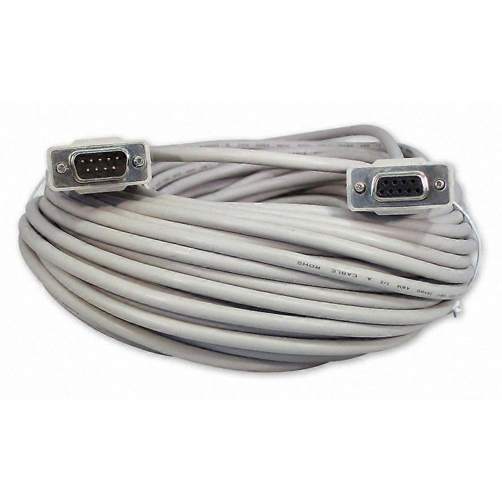Cablu de extensie DB9 100ft, gri deschis, conector tata si mama