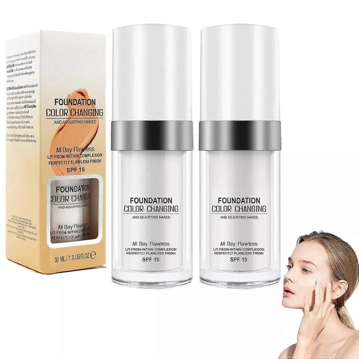 Fond de ten lichid, 2x SPF 15, adaptabil, waterproof, pentru toate tipurile de ten