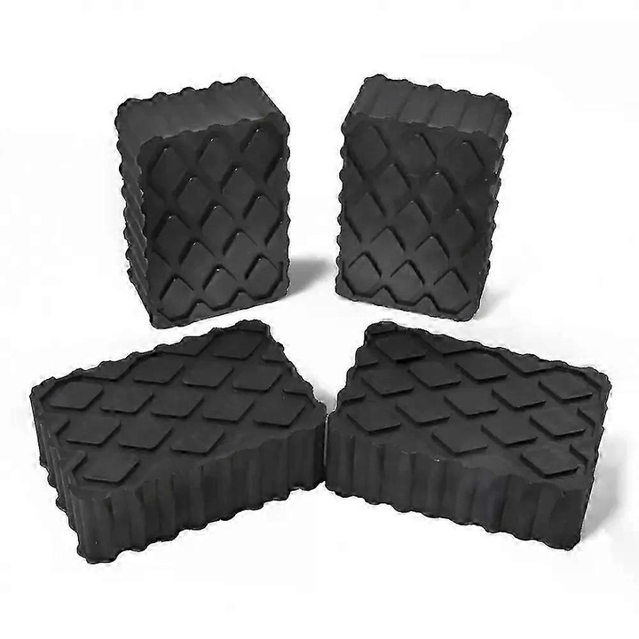 Set 4 blocuri de cauciuc pentru ridicare auto, negru, 120x80x40mm