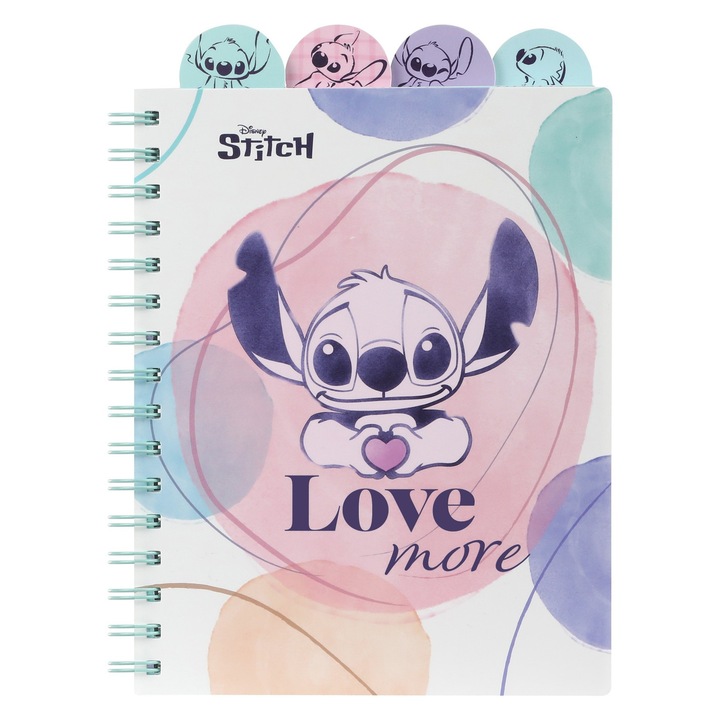 Caiet Disney, Patio, A5, 100 pagini, coperta moale, grafica Stitch, pastel