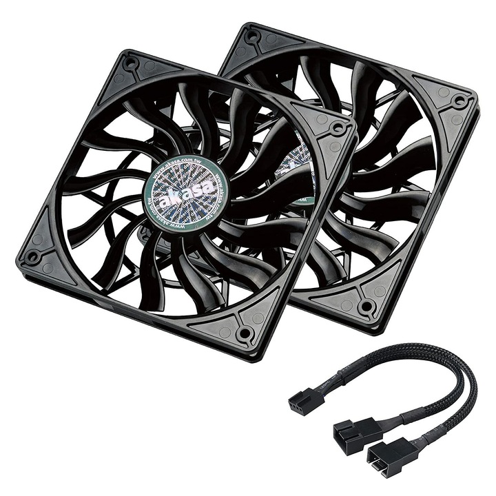 Pachet 2 ventilatoare PC Akasa Slimfan 120mm, 54.55 CFM, 120x120x15mm, PWM