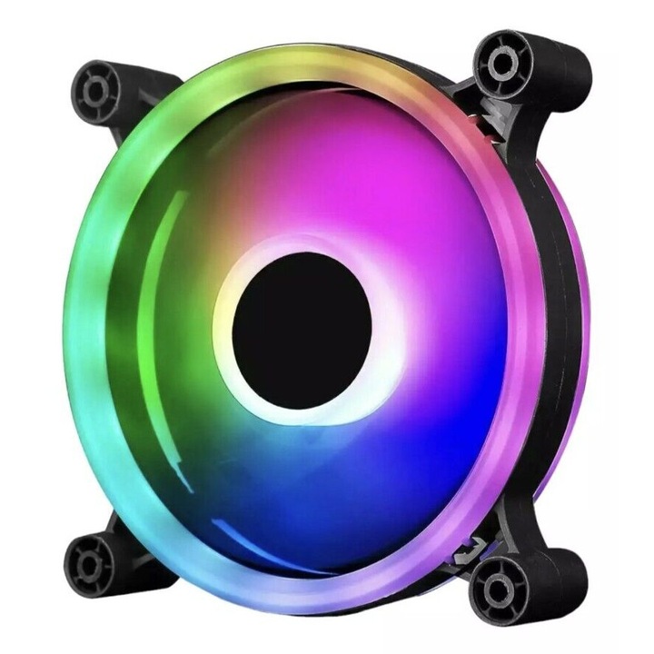 RGB PC ventilátor, Raider Dual Ring, 16 LED, 5 tűs, többszínű