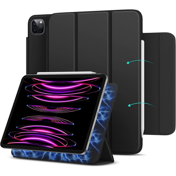 Smart Cover tablet tok iPad Pro Air 2024-hez, 11"-es és 13"-os készülékekhez, védelemmel, fekete