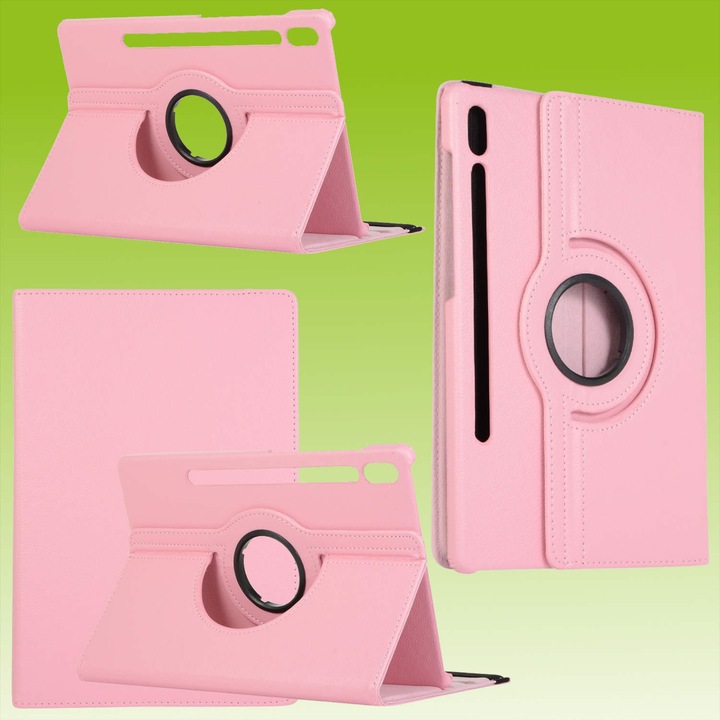 360°-ban forgatható tablettok rózsaszín öko-bőrből Samsung Galaxy Tab S10/S9/S8 Ultra készülékhez