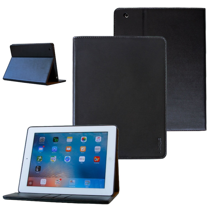 Кожен калъф за таблет Apple iPad Pro 9.7", модерен дизайн, ефективна защита, черен, 1 брой