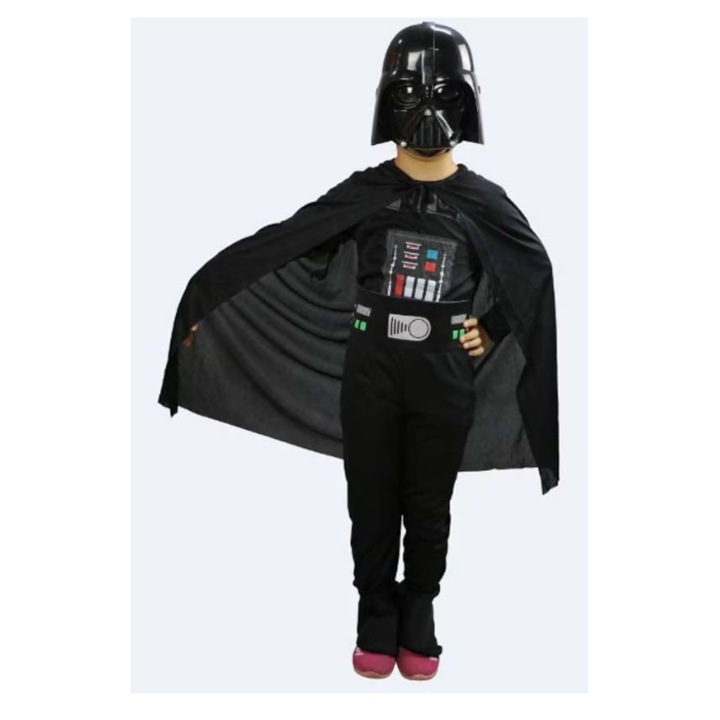 ANUTETOUNI®, Costum carnaval copii Darth Vader cu masca, negru, 110-120cm